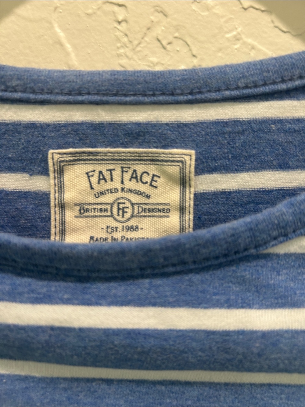 Fat Face Blue and White Striped Crew Neck Top - Picture 2 of 4